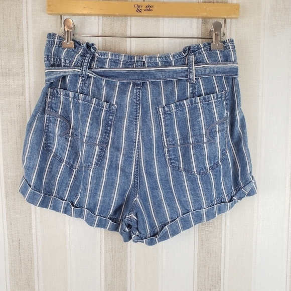 American Eagle Paper Bag‎ Shorts Blue Striped Size 2 - Picture 6 of 6